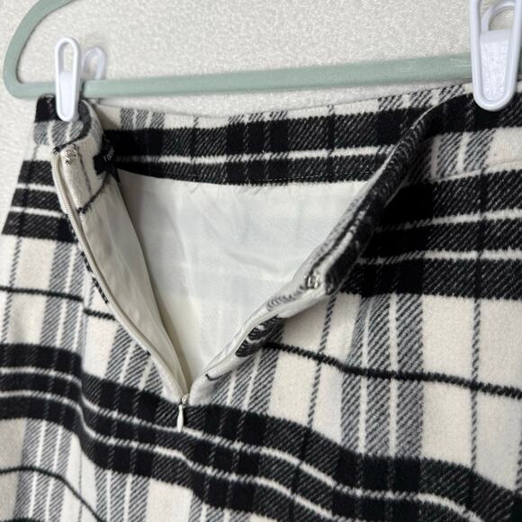 Forever 21 Plaid Check Wool Mini Skirt Size Medium Black White Academia Preppy - Picture 4 of 7